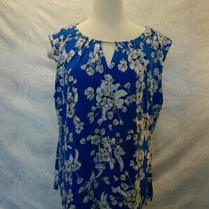 NEW IVANKA TRUMP BLUE WHITE FLORAL BLOUSE SIZE XL